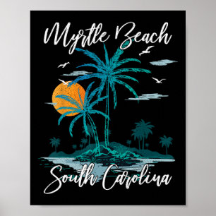 Familienurlaub Retro Sunset South Carolina Myrtle Poster