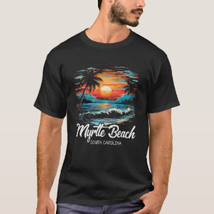 Familienurlaub Retro Sunset South Carolina Myrtle T-Shirt