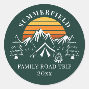 Familienurlaub Roadtrip Camping Custom Runder Aufkleber