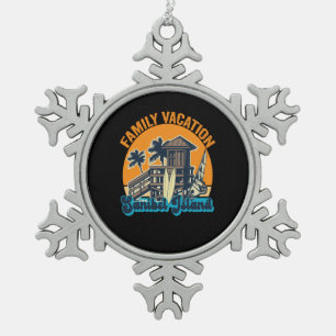 Familienurlaub Sanibel Island Vintage Retro-Gesche Schneeflocken Zinn-Ornament
