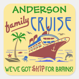 Familienurlaub Sonnenschiff   INDIVIDUELLE NAME Quadratischer Aufkleber