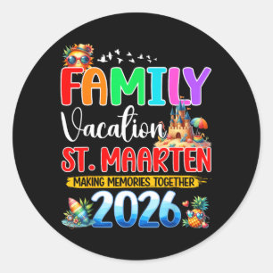 Familienurlaub St Maarten 2026 Sommer-Matching Runder Aufkleber