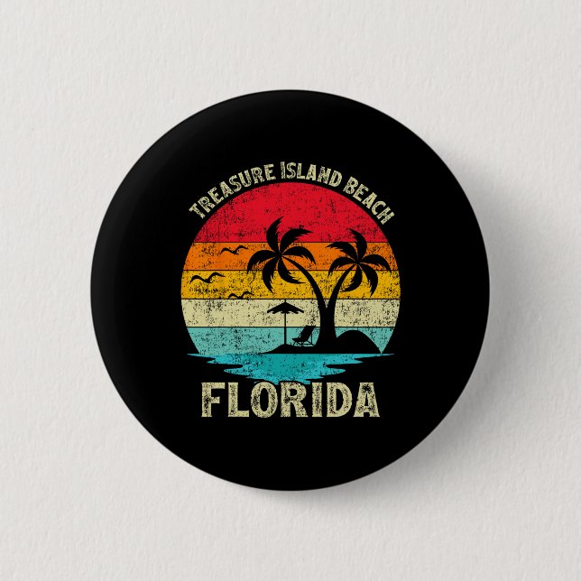 Familienurlaub Vintag Retro Florida Schatzinsel Button (Vorderseite)