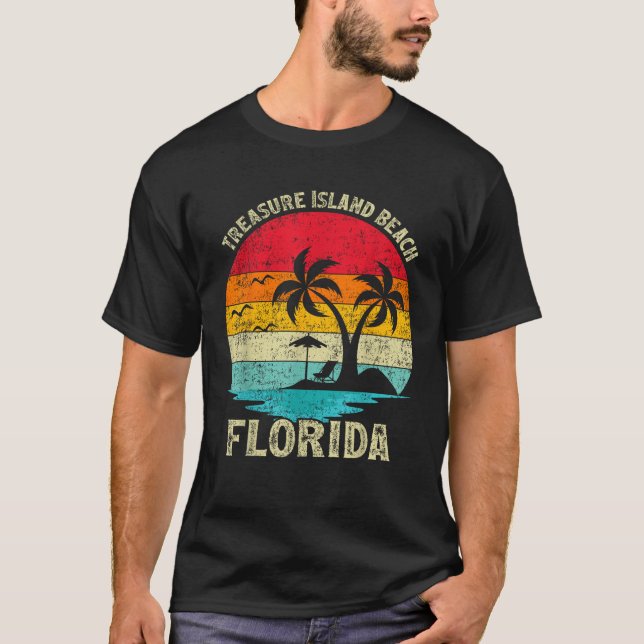 Familienurlaub Vintag Retro Florida Schatzinsel T-Shirt (Vorderseite)