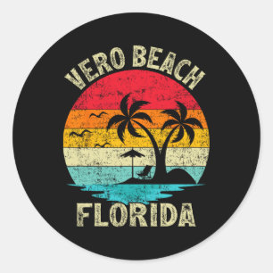 Familienurlaub Vintag Retro Florida Vero Strand Runder Aufkleber