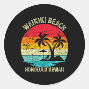 Familienurlaub Vintag Retro Honolulu Hawaii Waik Runder Aufkleber