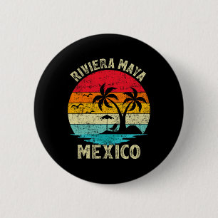 Familienurlaub Vintag Retro Mexiko Riviera Maya Button