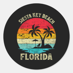 Familienurlaub Vintage Retro Florida Siesta Key B Runder Aufkleber