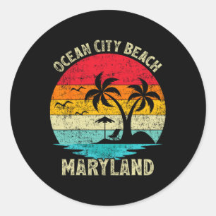 Familienurlaub Vintage Retro Maryland Ocean City Runder Aufkleber