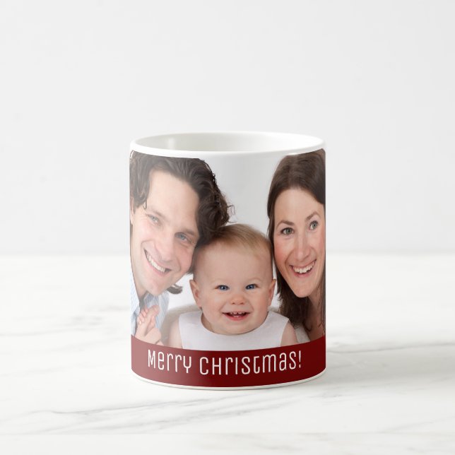 Familienurlaub Weihnachten 1 Foto Name hinzufügen Kaffeetasse (Mittel)