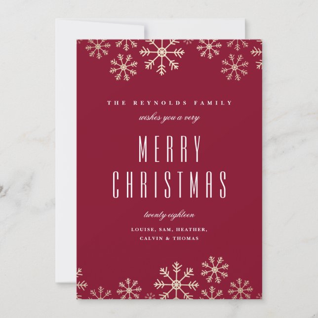Familienurlaubskarte für Snowflakes Einladung (Vorderseite)