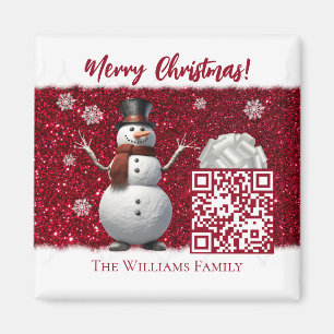 Familienvideo mit Schneemann-Weihnachten- Magnet