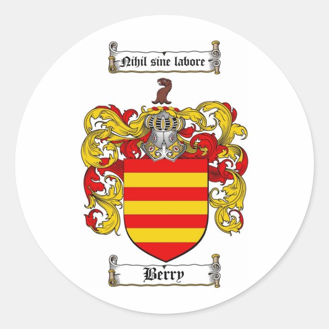 FAMILIENWAPPEN BERRY - WALDBÜCHER RUNDER AUFKLEBER (Vorderseite)