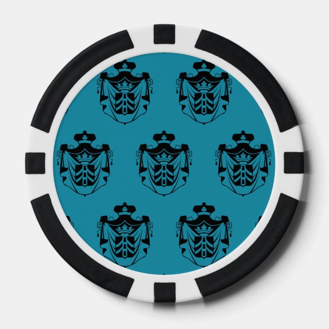 Familienwappen Black Aquamarin Pokerchips (Vorderseite)