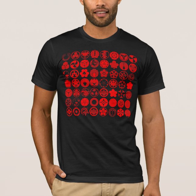 [Familienwappen] Blume und Pflanze (rote Symbole) T-Shirt (Vorderseite)