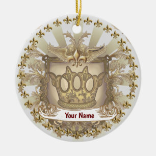 Familienwappen Crown Shield Nachname Keramik Ornament