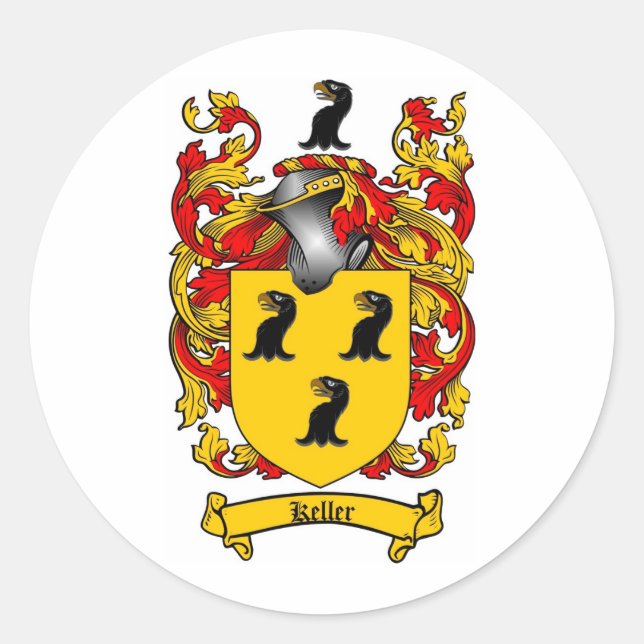 Familienwappen KELLER - KELLER-RÜSTE Runder Aufkleber (Vorderseite)