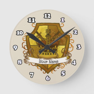 Familienwappen Krone Nachname Runde Wanduhr