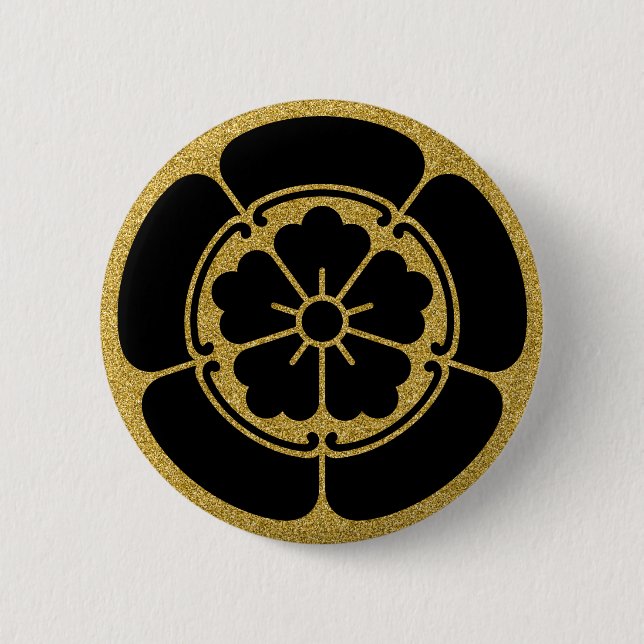 [Familienwappen] Oda Mokko und chinesische Blume Button (Vorderseite)