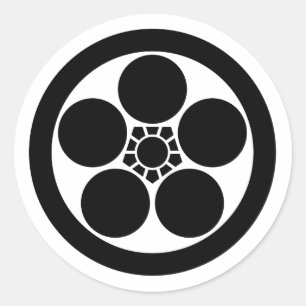 [Familienwappen] Pflaumenblüte (Umebachi) mit Krei Runder Aufkleber