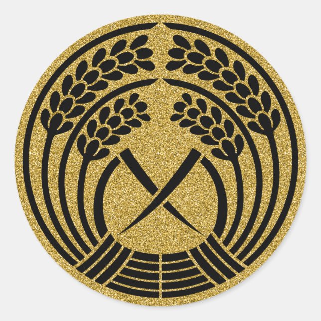 [Familienwappen] Schleppen des Reisohrs Runder Aufkleber (Vorderseite)