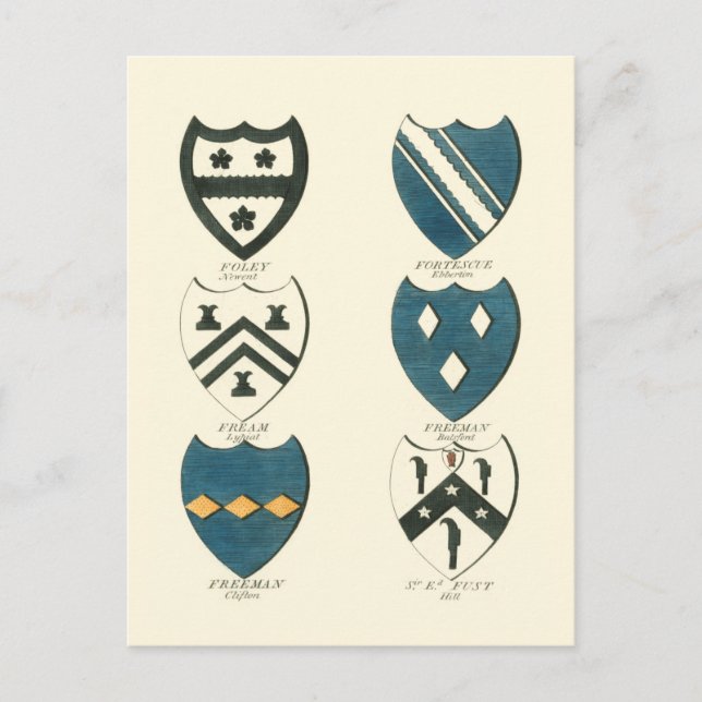 Familienwappen verschiedener englischer Häuser Postkarte (Vorderseite)