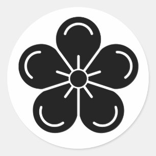 [Familienwappen] Verzierte Pflaumenblüte Runder Aufkleber