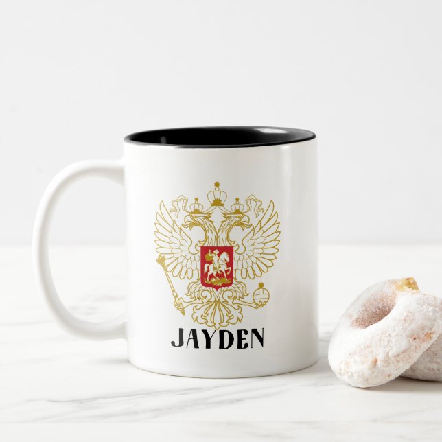 Familienwappen Zweifarbige Tasse (Mit Donut)