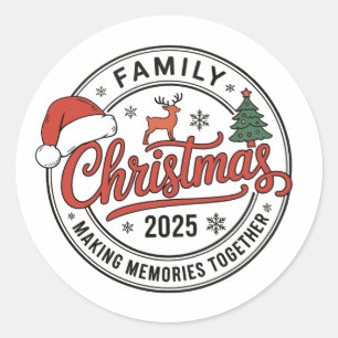 Familienweihnachten 2025 Passende Weihnachtszeit Runder Aufkleber