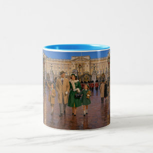 Familienweihnachten in London Promenade 1950er Jah Zweifarbige Tasse