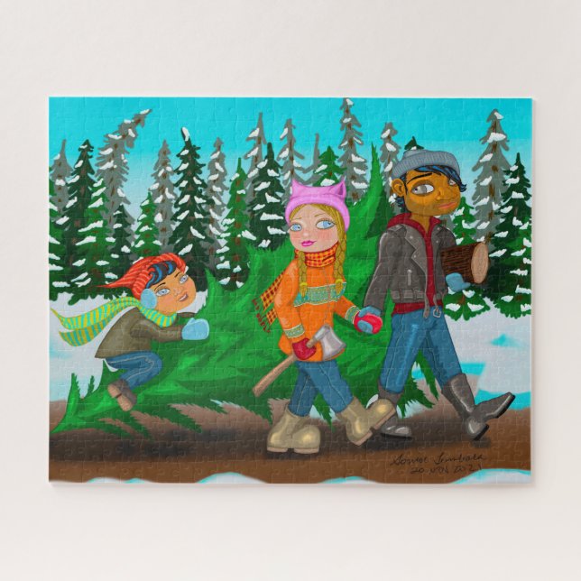 Familienweihnachtsbaum Puzzle (Horizontal)