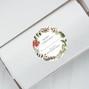Familienweihnachtsfeiertage Botanisch Modern Runder Aufkleber