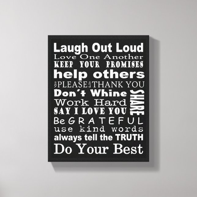 Familienwerte Wall Art Leinwanddruck (Vorderseite)