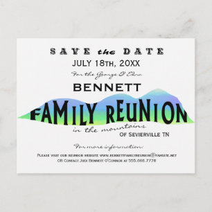 FAMILIENWIEDERSEHEN IN DEN BERGEN SAVE THE DATE ANKÜNDIGUNGSPOSTKARTE