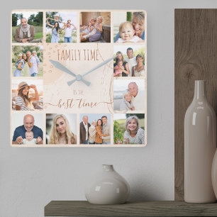 Familienzeit Abstrakte Formen Neutrales Foto Quadratische Wanduhr