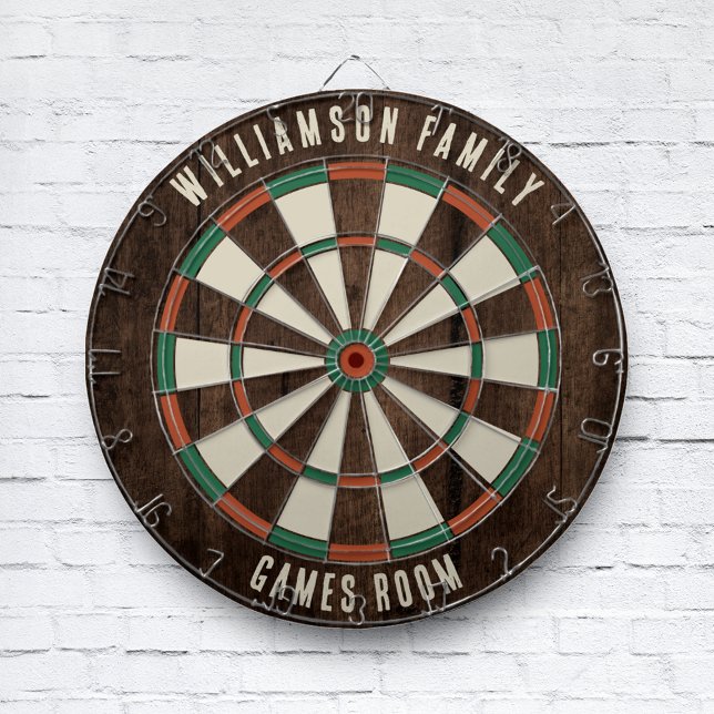 Familienzimmer für rustikale Holzschauen Dartscheibe (Wood Look Family Games Room Dartboard Rustic Keepsake)