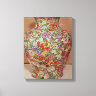 Famille Rosenvase mit ein mille fleurs Leinwanddruck