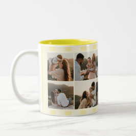Family 10 Photo Yellow Stripes Zweifarbige Tasse