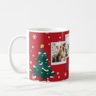 Family 3 Photo Collage Personalized Christmas Kaffeetasse