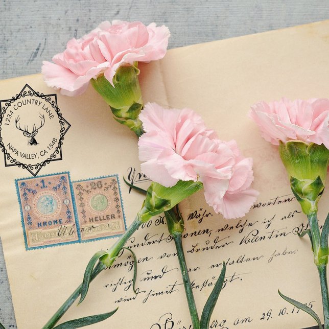 Family Address Stamp With Deer Logo Permastempel (Von Creator hochgeladen)