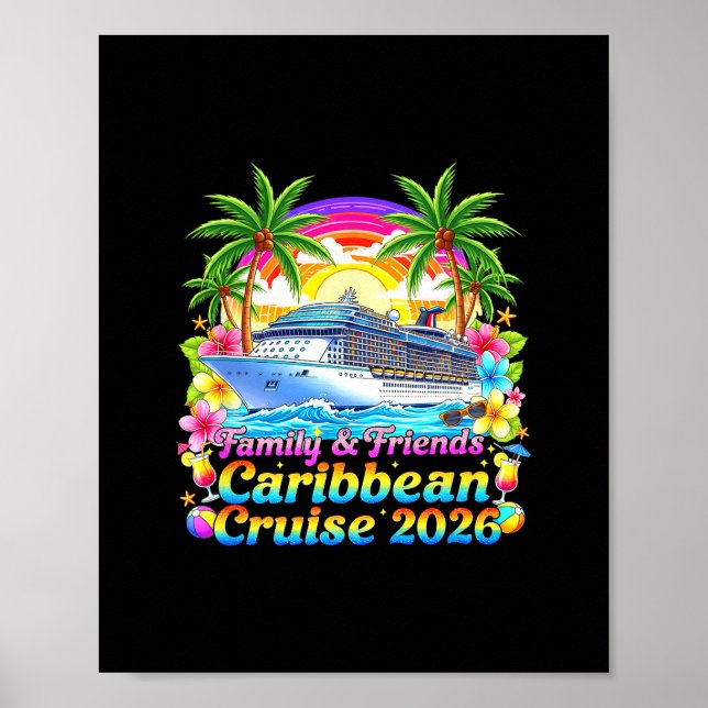 Family And Friends Caribbean Cruise 2026 Tee Beach Poster (Vorne)
