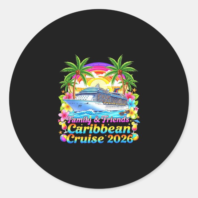 Family And Friends Caribbean Cruise 2026 Tee Beach Runder Aufkleber (Vorderseite)