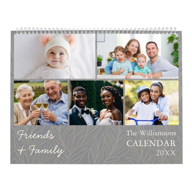 Family and Friends Gray Multi Photo Calendar Kalender (Titelbild)