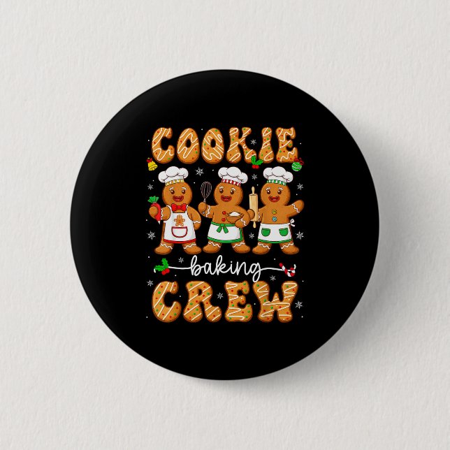 Family Baking Team Funny Cookie Christmas Cookie B Button (Vorderseite)