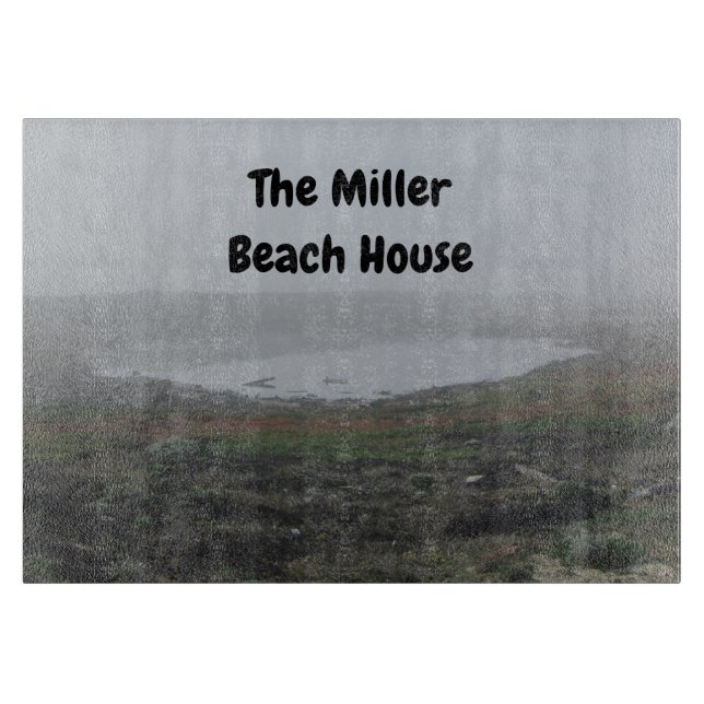 Family Beach House Foggy Morning Beach Dunes Fog Schneidebrett (Vorderseite)
