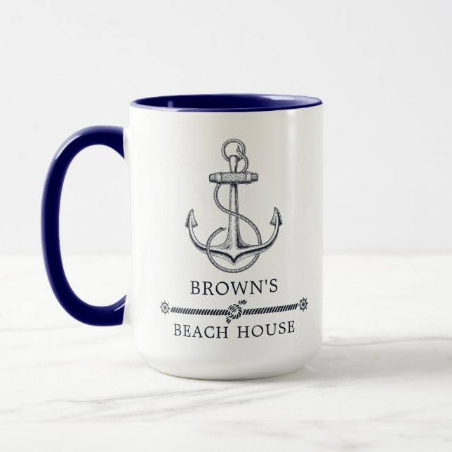 Family Beach House Nautical Anchor Tasse (Links)