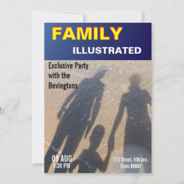 Family Beach Party Fake News Imitate Zeitschrift C Einladung