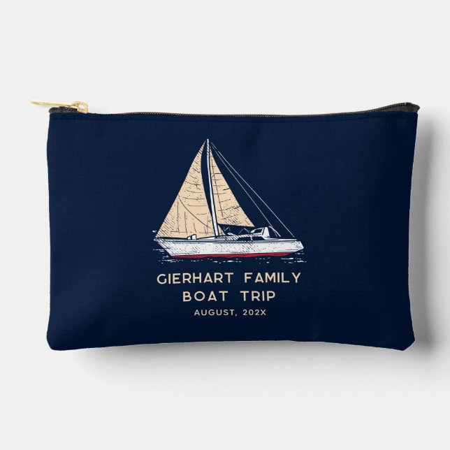 Family Boat Trip Nautical Swag Custom Zubehörtasche (Vorderseite)