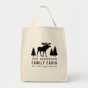 Family Cabin Rustic Moose Pine Tree Silhouette Tragetasche