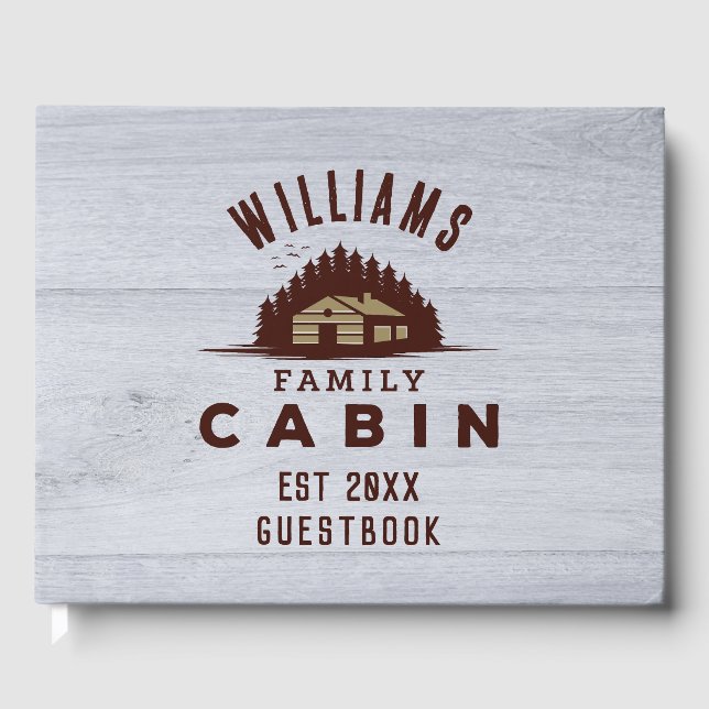 Family Cabin Rustic Wood Personalized  Gästebuch (Vorderseite)